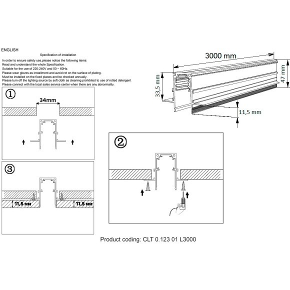 Магнитный шинопровод 3м встраиваемый в ГКЛ 9мм Space 48V Crystallux CLT 0.123 01 L3000 WH