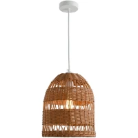 Favourite Slam 4877-1P Уличный подвесной влагозащищенный светильник из ротанга коричневого цвета, диаметр 25см, под сменную лампу Е27, IP44, 220В, габаритные размеры в мм H1830xD250xHm350