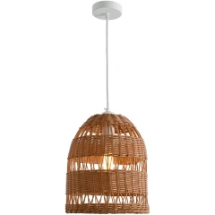 Favourite Slam 4877-1P Уличный подвесной влагозащищенный светильник из ротанга коричневого цвета, диаметр 25см, под сменную лампу Е27, IP44, 220В, габаритные размеры в мм H1830xD250xHm350