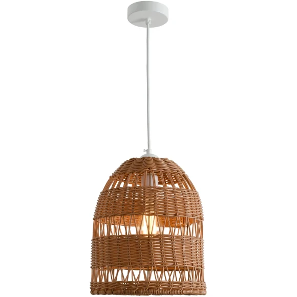 Favourite Slam 4877-1P Уличный подвесной влагозащищенный светильник из ротанга коричневого цвета, диаметр 25см, под сменную лампу Е27, IP44, 220В, габаритные размеры в мм H1830xD250xHm350