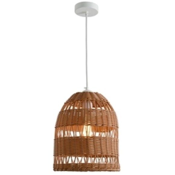 Favourite Slam 4877-1P Уличный подвесной влагозащищенный светильник из ротанга коричневого цвета, диаметр 25см, под сменную лампу Е27, IP44, 220В, габаритные размеры в мм H1830xD250xHm350