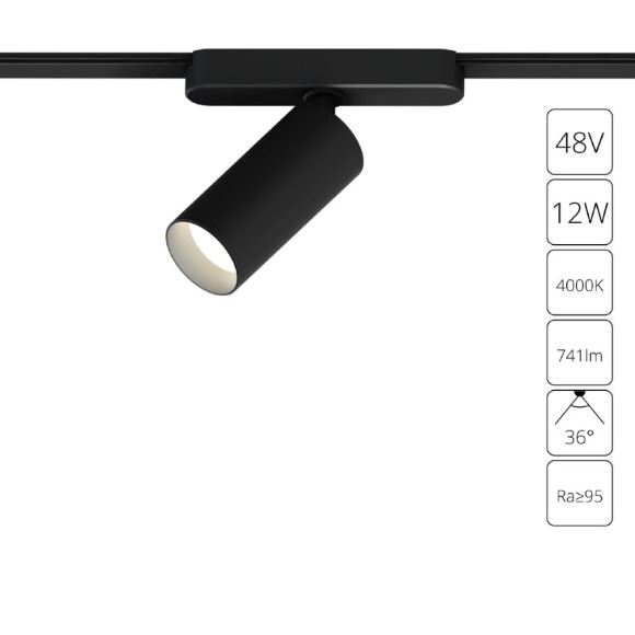 A6158PL-1BK Трековый магнитный светодиодный светильник Arte Lamp Rapid 48V CRI95+ 4000К 741Лм 36° 12Вт