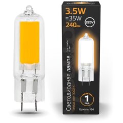107807103 Лампа Gauss G4 AC220-240V 3.5W 240lm 3000K стекло LED 1/10/200