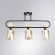Arte Lamp Glamore A5076PL-3BK Потолочный современный вытянутый светильник длиной 62 см, черный металл, плафоны 3шт, янтарное стекло, лампы E27 3шт до 60Вт IP20 220В