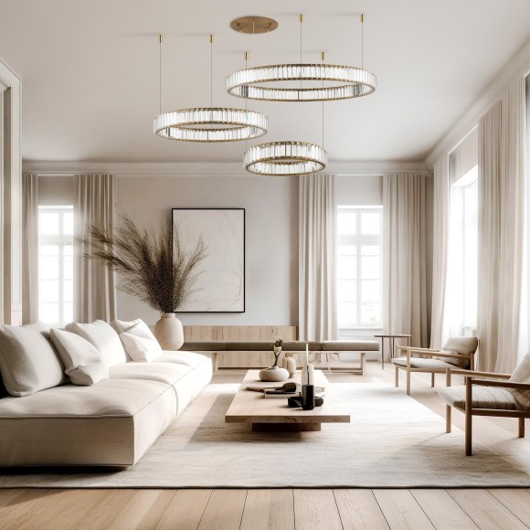 SL1622.313.03 ST Luce TIVOLI Подвесная люстра, LED, 4000K 1х122W, латунь/прозрачный