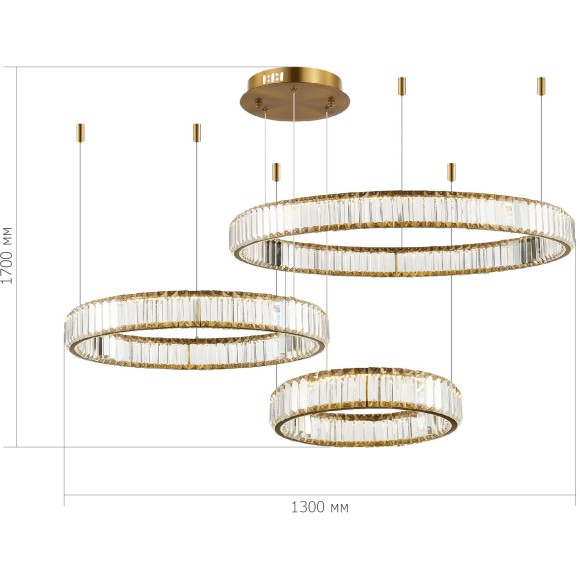 SL1622.313.03 ST Luce TIVOLI Подвесная люстра, LED, 4000K 1х122W, латунь/прозрачный