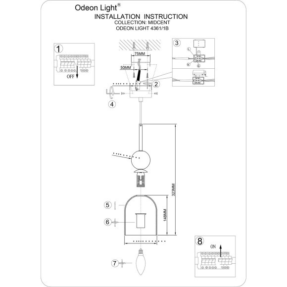 Подвесной светильник IP20 E14 40W 220-240V LOLLA 4361/1B Подвесной светильник IP20 E14 40W 220-240V LOLLA 4361/1B