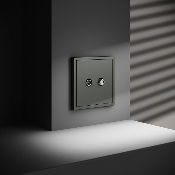 VLS060406 Розетка телевизионная оконечная для кабелей RG 6 - SAT 50 - SAT 703 - DG 113 (TV+SAT) (Телевизионный + Спутниковый) титанового цвета VOLTUM S70 (титан)