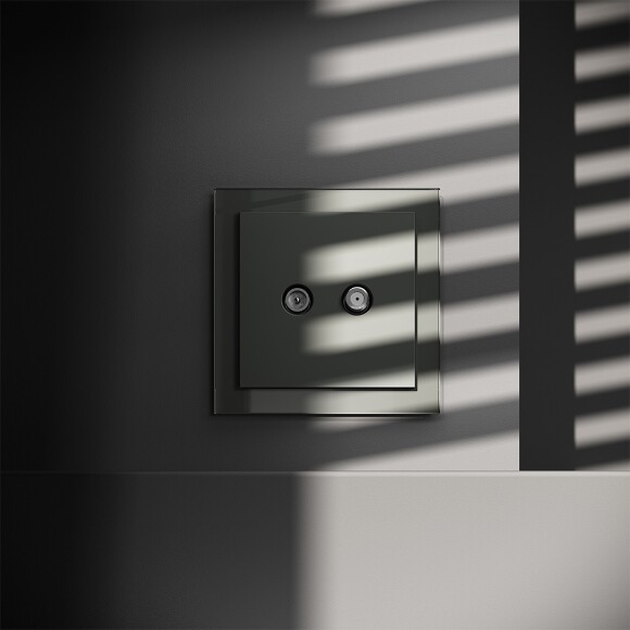 VLS060406 Розетка телевизионная оконечная для кабелей RG 6 - SAT 50 - SAT 703 - DG 113 (TV+SAT) (Телевизионный + Спутниковый) титанового цвета VOLTUM S70 (титан)