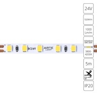 A2412005-02-4K Светодиодная лента 24В 9,6Вт/м 1000Лм/м 4000К CRI 90+ 5мм SMD2835 120шт/м 5м IP20