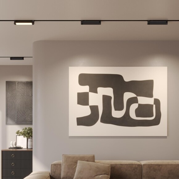 Novotech ITER 359791 Черный однофазный двухжильный трековый светильник длиной 26см, поворотный плафон, с CCT переключением цветовой температуры LED 12Вт 921Лм CRI≥90 113° 2700-3200-4000К IP20 220V