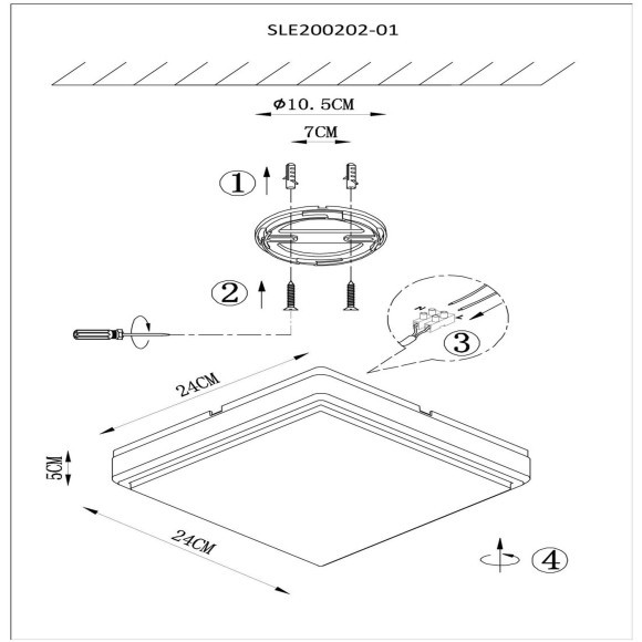 SLE200202-01 Светильник потолочный Светло-коричневый/Белый LED 1*20W 4000K TADDIO