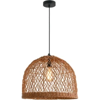 Favourite Gamble 4878-1P Уличный подвесной влагозащищенный светильник из ротанга коричневого цвета, диаметр 40см, под сменную лампу Е27, IP44, 220В, габаритные размеры в мм H1820xD400xHm350