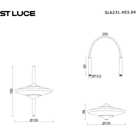SL6231.403.04 Светильник подвесной ST-Luce Черный/Прозрачный LED 4*5W 4000K ZENITH