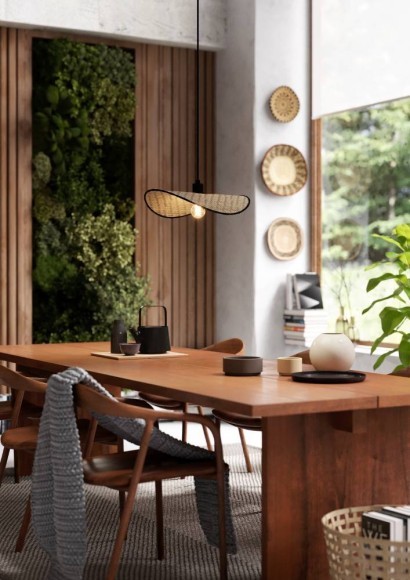 44044 MARYWELL Подвесной светильник с плафоном из бамбука, 1xE27, 40Вт, сталь, черный/коричневый