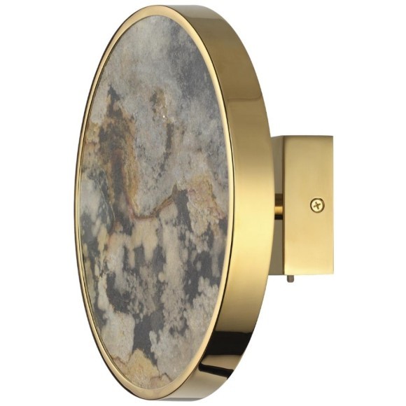 5079/15WL L-VISION ODL24 зол./серо-бежевый/металл/натур.камень/акрил Настенн.светильн. с переключ.цветов.темпер. LED 15W 3000К/4000K/6000K BERGI