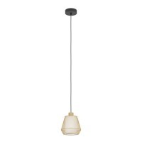 900896 EGLO CIUDADELA Подвесной светильник с 1 лампой E27, 40Вт, сталь, ткань, черный/матово-латунный/белый