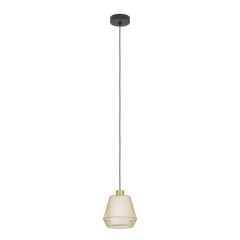 900896 EGLO CIUDADELA Подвесной светильник с 1 лампой E27, 40Вт, сталь, ткань, черный/матово-латунный/белый