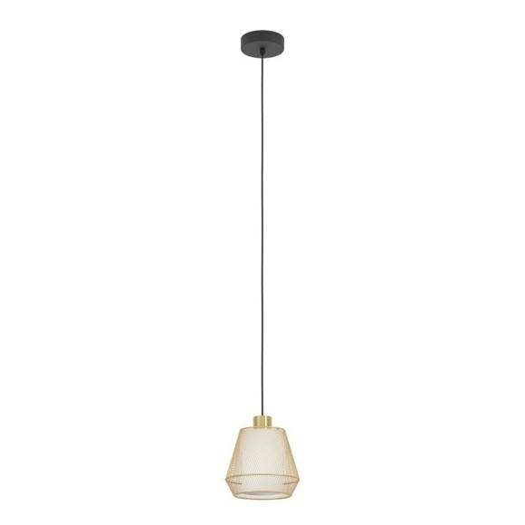 900896 EGLO CIUDADELA Подвесной светильник с 1 лампой E27, 40Вт, сталь, ткань, черный/матово-латунный/белый 900896 EGLO CIUDADELA Подвесной светильник с 1 лампой E27, 40Вт, сталь, ткань, черный/матово-латунный/белый