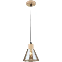Arte Lamp Lancaster A5891SP-1BK Подвесной современный светильник с янтарным плафоном из стекла диаметром 15 см, основание из натурального светлого дерева, высота провода 100 см, лампа E27 1шт до 60Вт IP20 220В