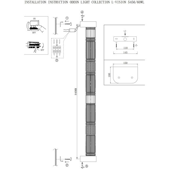 5456/60WL Настенный светильник из стеклянных трубок Odeon Light LED 60W 4000K COLLIER