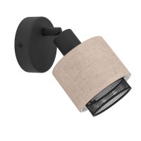 43656 Спот ROSLEY, 1x40W(E14), сталь, черный, текстиль, натуральный