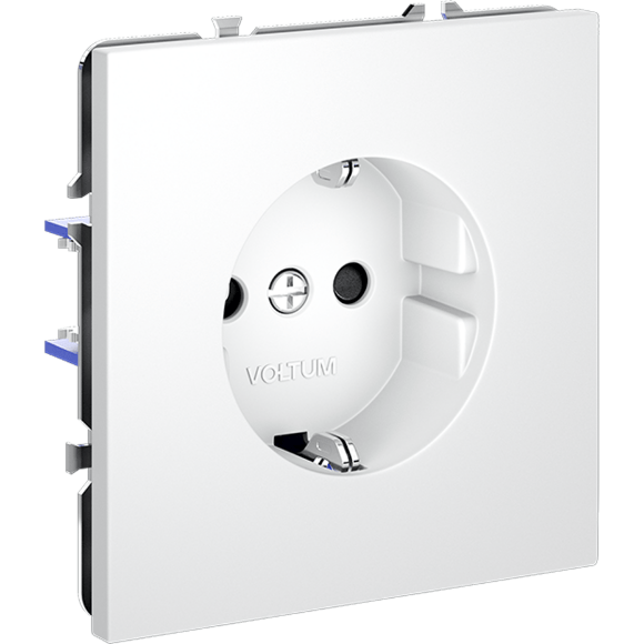 VLS040202 Розетка встраиваемая с заземлением и защитными шторками максимальный ток 16 Ампер (3500 Ватт) белого матового цвета VOLTUM S70 (белый матовый)