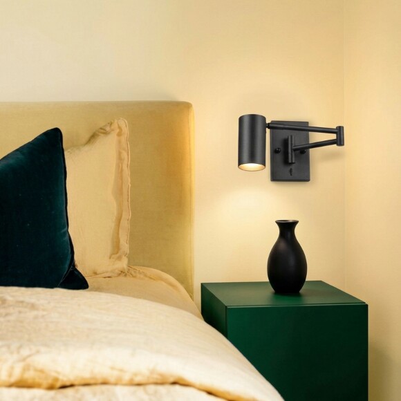 Бра Lightstar Loft 765637 черное матовое, настенный спот цилиндр под лампу GU10, поворотный светильник прикроватный для направленного света Бра Lightstar Loft 765637 черное матовое, настенный спот цилиндр под лампу GU10, поворотный светильник прикроватный для направленного света