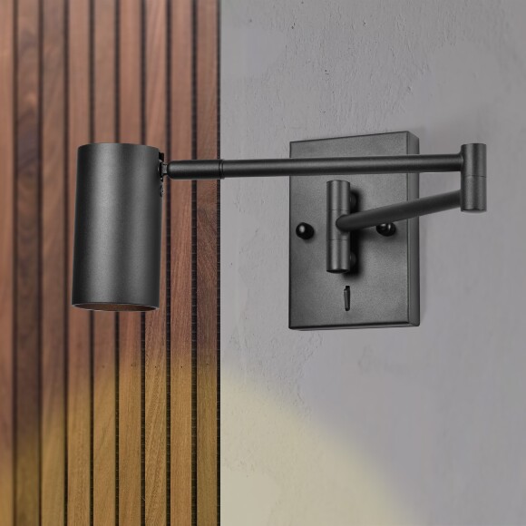 Бра Lightstar Loft 765637 черное матовое, настенный спот цилиндр под лампу GU10, поворотный светильник прикроватный для направленного света Бра Lightstar Loft 765637 черное матовое, настенный спот цилиндр под лампу GU10, поворотный светильник прикроватный для направленного света