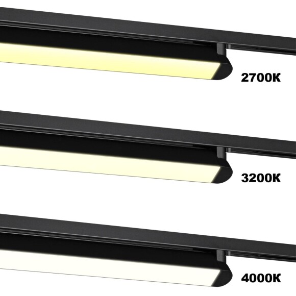 Novotech ITER 359796 Черный линейный поворотный однофазный трехжильный трековый светильник 46см, с CCT переключением цветовой температуры LED 24Вт 2032Лм 110° CRI90 2700-3200-4000К IP20 220V