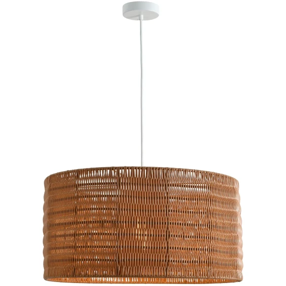 Favourite Sorento 4879-1P Уличный подвесной влагозащищенный светильник из ротанга коричневого цвета, диаметр 50см, под сменную лампу Е27, IP44, 220В, габаритные размеры в мм H1770xD500xHm300