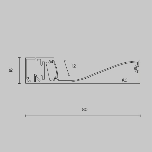Алюминиевый профиль плинтус с подсветкой 80x18 ALM-8018-B-2M