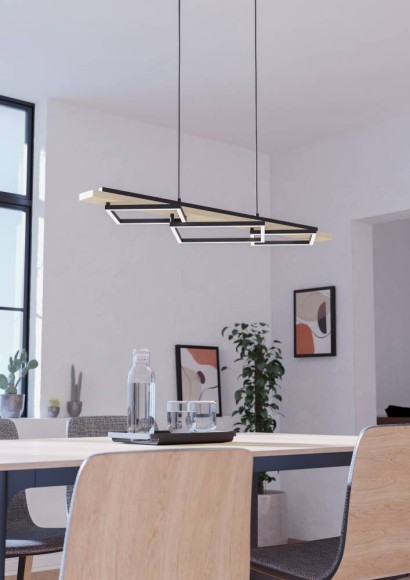 901927 BOYAL Светодиодный диммируемый подвес с выключателем, 42Вт, 3500Лм, 3000К, дерево, пластик, белый, коричневый