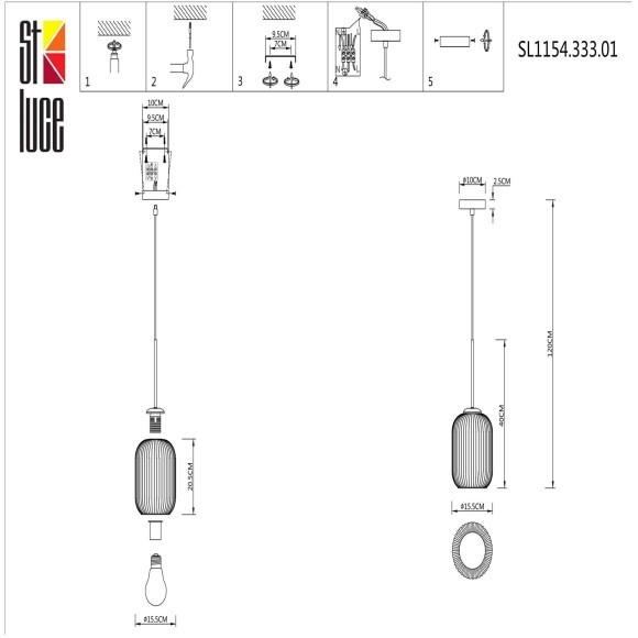 SL1154.333.01 Подвес ST-Luce Латунь/Коньячный E27 1*60W GRAN SL1154.333.01 Подвес ST-Luce Латунь/Коньячный E27 1*60W GRAN