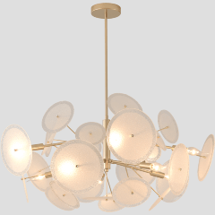 Crystal Lux DANDELION SP10 GOLD 4060/310 Люстра потолочная дизайнерская золото белая 10xE14 40Вт, наборный центральный шток, состоящий из сегментов 100+300+450мм