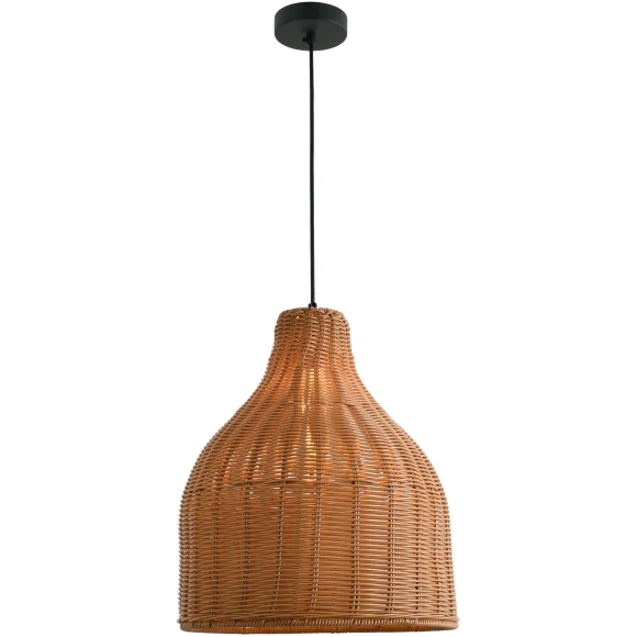 Favourite Elmo 4880-1P Уличный подвесной влагозащищенный светильник из ротанга коричневого цвета, диаметр 35см, под сменную лампу Е27, IP44, 220В, габаритные размеры в мм H1920xD450xHm350