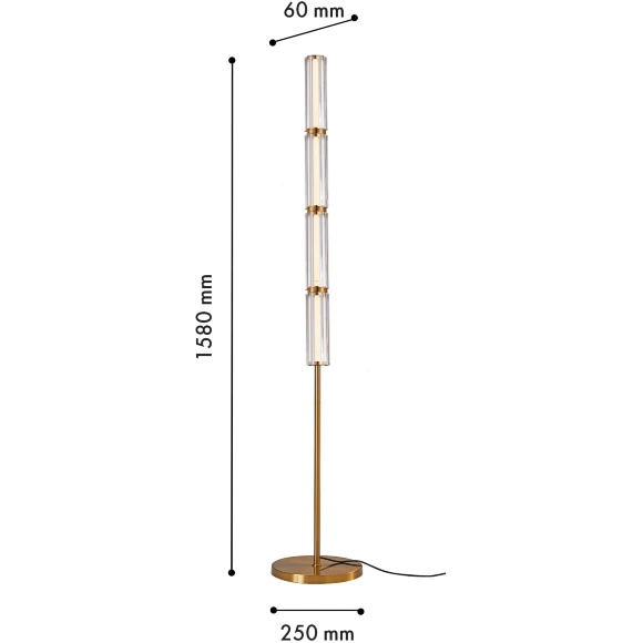 Favourite Hexagoni 4777-4F Современный напольный светодиодный торшер высотой 158 см, основание бронзовый металл, плафон стекло прозрачное, LED 14Вт 3000K 970Лм CRI90 IP20 220В