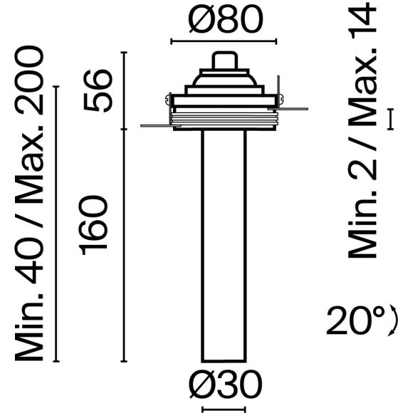 Встраиваемый светильник Technical C140TRS-L200-7W3K-BBS