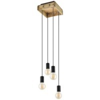 43591 Подвесной потолочный светильник (люстра) WOOTTON, 4Х40W, E27, L250, B250, H1100, сталь/дерево,