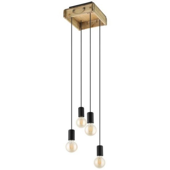43591 Подвесной потолочный светильник (люстра) WOOTTON, 4Х40W, E27, L250, B250, H1100, сталь/дерево,