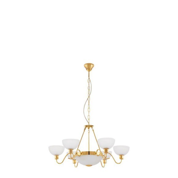 95916 SAVOY 1 Люстра потолочная с 8 лампами E27, 480Вт, металл, стекло, латунный