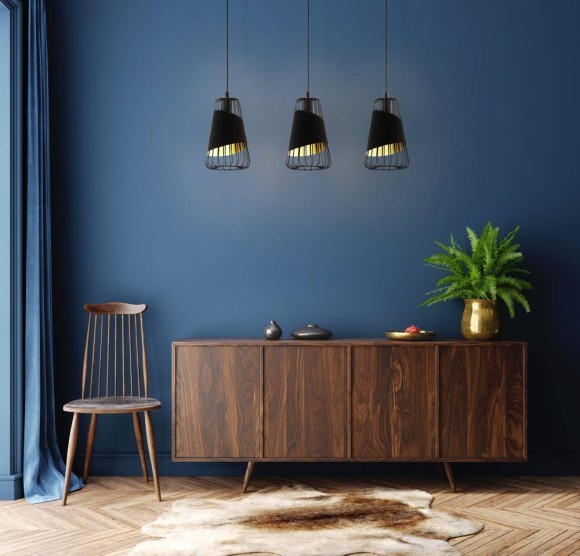 49448 Подвес AUSTELL, 3х60W (E27), L765, B165, H1100, сталь, черный/текстиль, черный, золотой