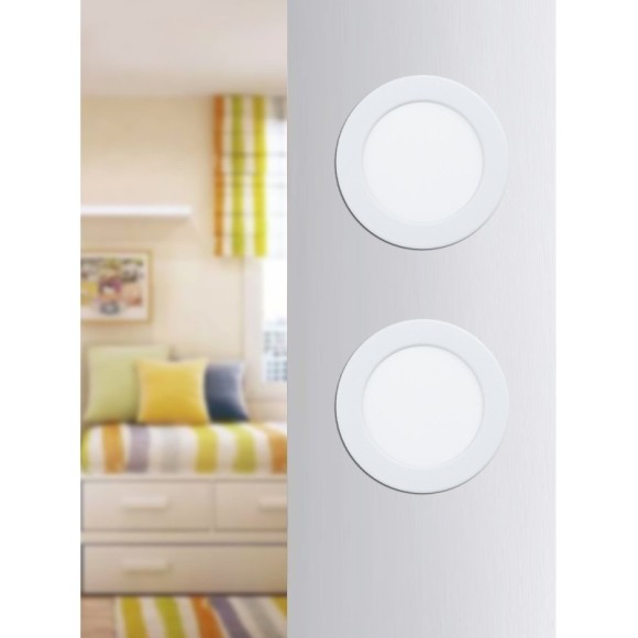 99132 Светодиодный встраиваемый светильник FUEVA 5, 5,5W (LED), ?117, ET26, 650lm, 3000K, сталь, белый/пла