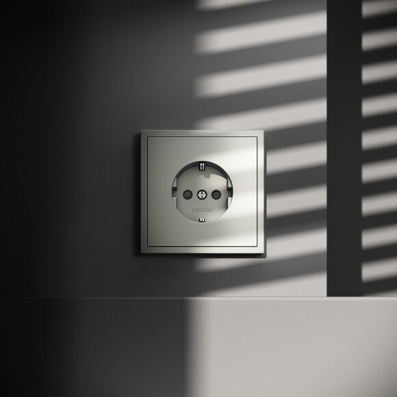 VLS040205 Розетка встраиваемая с заземлением и защитными шторками максимальный ток 16 Ампер (3500 Ватт) стального цвета VOLTUM S70 (сталь) VLS040205 Розетка встраиваемая с заземлением и защитными шторками максимальный ток 16 Ампер (3500 Ватт) стального цвета VOLTUM S70 (сталь)