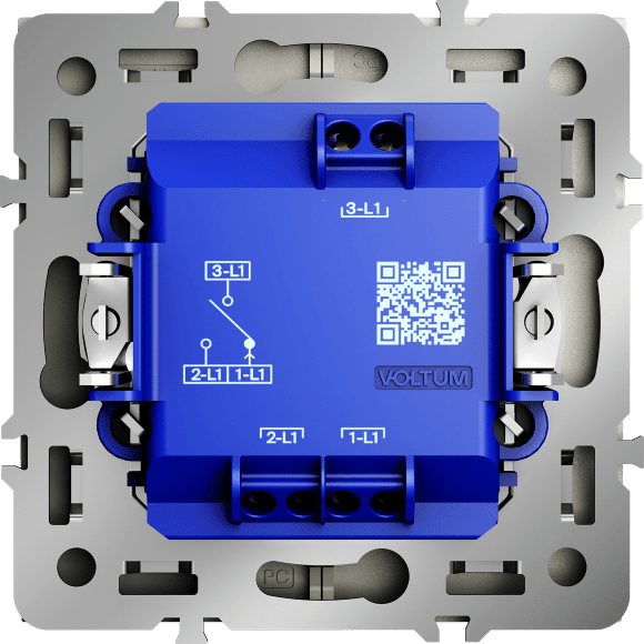 VLS020705 Выключатель для жалюзи звонкового типа для управления электроприводами стального цвета 10А (2200 Ватт) VOLTUM S70 (сталь)