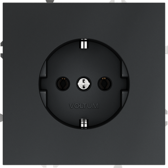 VLS040107 Розетка встраиваемая с заземлением максимальный ток 16 Ампер (3500 Ватт) графитового цвета VOLTUM S70 (графит)