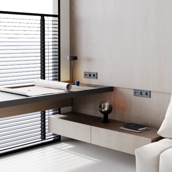 VLS040107 Розетка встраиваемая с заземлением максимальный ток 16 Ампер (3500 Ватт) графитового цвета VOLTUM S70 (графит)