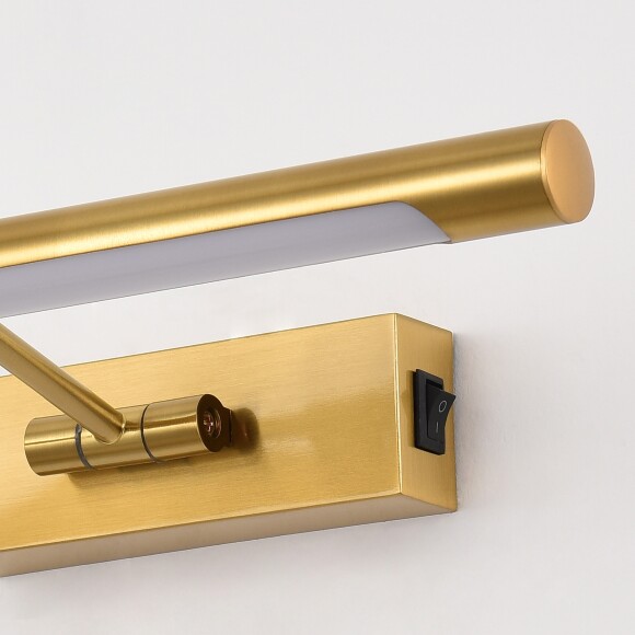 Подсветка для картин Lightstar Noce 201031, LED 9Вт 500Лм CCT переключатель цвет. температуры 3000;4000;6000К, настенный светильник для зеркала, латунь, поворотный с выключателем