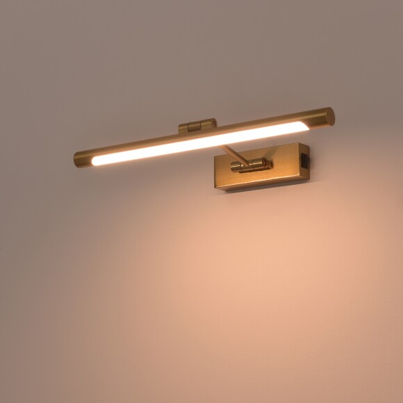 Подсветка для картин Lightstar Noce 201031, LED 9Вт 500Лм CCT переключатель цвет. температуры 3000;4000;6000К, настенный светильник для зеркала, латунь, поворотный с выключателем