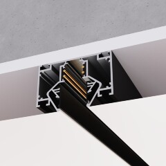 ST Luce ST047.429.00 Черный 2м шинопровод (трек) для монтажа в гарпунный (ПВХ) натяжной потолок, размеры 2000x60x47мм, гарпун в комплекте, серия SKYLINE 48V